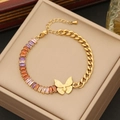 Bracciale a farfalla dorato con zirconi rettangolari colorati su una scatola regalo - Stile Farfalla In Zirconia Colorata (2#)