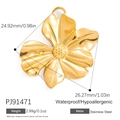 18k vergoldeter Blumenanhänger aus Edelstahl mit 25x26mm floralem Design für Damen - Edelstahl Goldene Kleine Blume Anhänger