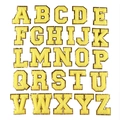 Set of 26 yellow chenille alphabet patches with gold sequin border for DIY clothing - 8cm / Set of 26 Letters / Yellow