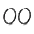 Minimalist black stainless steel hoop earrings with polished finish and hinged closure - 2.5*20mm / Black