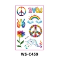 Tatouages temporaires arc-en-ciel imperméables avec signe de paix pour fête de plage - WS-C459/Paix Arc-en-ciel
