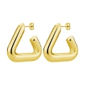Polished hollow triangle stud earrings in gold finish with butterfly backings - Triangle Shape Gold