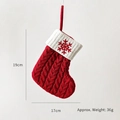 Calza natalizia in maglia rossa con fiocco di neve bianco e risvolto, altezza 19 cm - Calza Natalizia con Fiocchi di Neve Rossa