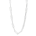 Collier minimaliste en argent sterling S925 avec maillons de trombone texturés - Style à Texture Martelée (Collier Taille Diamant)