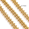 12.5mm gold stainless steel geometric chain with triangular interlocking links for DIY jewelry - 1 Meter / Gold