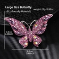 Detailed view of butterfly brooch with purple crystals and dimensions 8.8cm by 5.8cm - Large Butterfly Pink (YNCP5960)