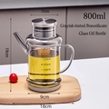 800ml grey borosilicate glass oil dispenser with stainless steel lid and scale - 800ML / Upgraded Grey Transparent