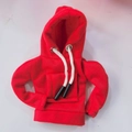 Mini felpa rossa per pomello del cambio con cordoncini bianchi e tasca frontale a marsupio - Rosso con Corda Bianca e Occhielli