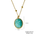 Collana vintage placcata in oro 14K con ciondolo ovale in pietra naturale turchese - Amazzonite