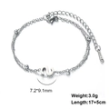 Silver double-layer stainless steel bracelet featuring a letter S pendant and metal beads - Letter-S / Silver