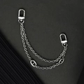 Silver double-layered metal bag chain accessory with hog nose links and D-ring buckles - Silver