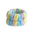 Elastic plush coral fleece wrist washband in blue yellow and purple spiral pattern - Blue Yellow Stripe