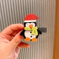 Fermaglio natalizio a pinguino fatto a mano con paillettes e cappello rosso per bimbi - Pinguino
