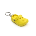 Portachiavi mini sabot giallo brillante con anello in metallo e gomma morbida flessibile - Scarpa Clog Gialla