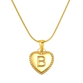 Collar de corazón dorado de acero inoxidable con letra B en relieve y cadena serpiente - Corazón Letra B (S-P151-B)