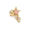 Pendiente de cartílago estrella dorada con opalo rosa y circonitas de acero inoxidable - Dorado-Piedra Rosa Estrella