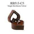Heart shaped walnut wood ring box with brown velvet single slot and magnetic closure - Single Slot-Window Lid-Non-Customized / Coffee