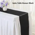 Elegant black satin table runner with a smooth glossy finish for wedding decor - 30x275cm / Black