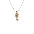 Collana con pendente a ippocampo placcata in oro con zirconi su catena sottile - Catena a serpente da 50 cm / Oro