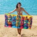 Double-sided microfiber beach towel with colorful pop art king portraits print - B74-Pop Art King Figures