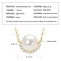 Natural round freshwater pearl pendant necklace on 925 sterling silver S925 chain - Smile / K Yellow Gold