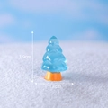 Miniature blue glowing Christmas tree ornament with yellow base measuring 1.9cm height - Blue