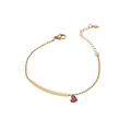 Bracciale a perline placcato oro 18K minimalista con ciondolo a cuore rosso e barra lucida - Oro/Rosso