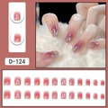 Pink gradient press-on nails with laser glitter and gold foil accents in 24pcs set - Pink Gradient Laser Gold Foil Style (D-124) / 24 Pcs/Set