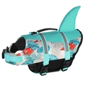 Gilet de sauvetage pour chien motif requin avec imprimé tropical et poignée - XS / Voilier Bleu