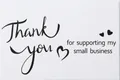Minimalist white 'Thank you for supporting my small business' card with heart accents - Style 1