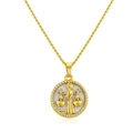 Collar horóscopo Libra dorado con incrustación de nácar blanco y cadena de cuerda trenzada - Collar Libra