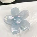 Iridescent blue-purple flower claw clip with pearlescent finish and resin flower detail - Flower 6.5cm / Iridescent Blue
