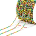 Colorful 2mm and 3mm enamel bead chain for jewelry making wound on a spool - 5-Color Enamel 3mm Beads-Gold