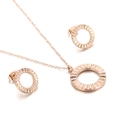 Schmuckset aus Halskette und Ohrsteckern in Roségold mit geometrischer runder Zahnradform - Roségold Runder Strukturierter Stil (KS139353-KLX)