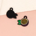 Mini passion fruit alloy pendants with black and purple enamel detail for DIY jewelry - Passion Fruit - Black (21-Black)