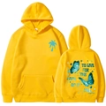 Sweat à capuche jaune taille M avec imprimé palmier devant et motif papillon au dos - S / Hauts / Jaune (Motif 2)