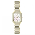 Luxury gold octagonal women's watch with mother-of-pearl dial and crystal bezel - Gold Hollow Steel Band