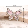 DIY silver bow jewelry accessory with pink crystals for shoes, 3.5cm x 2.9cm and 8g weight - D2742 White K Small Butterfly Pink