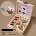 Five natural raw crystals set in a rustic wooden box with magnifying glass and guide - Raw Stone Square Wooden Box Set