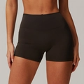 Short de yoga taille haute marron chocolat pour femme avec effet ventre plat et galbe - Café Noir