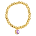Dettaglio del bracciale con perline placcato oro 18K e ciondolo occhio del male viola - Viola