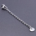 Silver stainless steel 5cm necklace extender chain with lobster clasp and round tag - S1653 Round Tag With Clasp / Silver