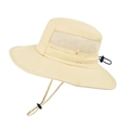 Cappello parasole beige a tesa larga con rete traspirante e cordino regolabile - Beige