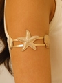 Bohemian gold-tone starfish and shell upper arm cuff bracelet for summer beach fashion - Starfish Scallop Relief Style (7819)
