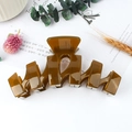 Large amber brown tortoiseshell wave hair claw clip made of polished resin for women - Tea Green