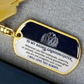 Golden stainless steel dog tag keychain with crown and granddaughter message charm - Granddaughter Style A / Gold