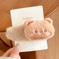 Pince à cheveux ours en peluche marron doux avec texture sur carte de présentation - Barrette Ours en Peluche (3#) / 1 Pièce (Pince de base env. 10 cm) / Marron