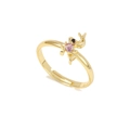 Anello dorato regolabile con pietra rosa a cuore e design insetto per donna - Insetto in Pietra a Cuore Dorato / Oro (JZ00242 Oro)