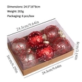 Set di 6 palline di Natale trasparenti rosse con glitter, scatola kraft da 24,5x16x8cm - Rosso
