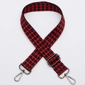 Adjustable wide replacement strap with red and black houndstooth pattern and metal clips - No. 335 Gunmetal Hook